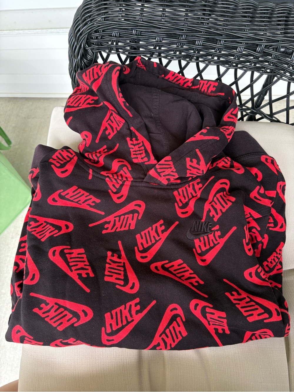 Nike Black Hoodie with Red Graphic Accents